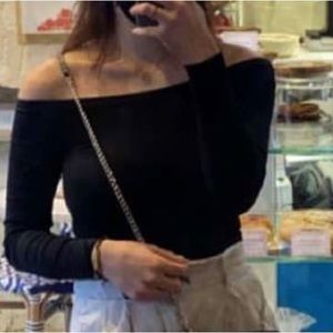 BLACK ZARA OFF SHOULDER BODYSUIT